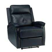 Hermann Navy Genuine Leather Power Recliner with Bronze Nailhead Trim