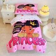 GRAT TIOC 4 Piece Toddler Bedding Set for Girls,Toddler Black Girl Magic Comforter Set,Black Princess Toddler Bed Comforter Set Includes Comforter, Fl