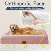 Orthopedic Washable Large Dog Bed: XXLarge Dog Bed Bolster Waterproof - XXL Big Dog Beds for Extra Large Dogs with Removable Cover - Pink