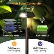 XMCOSY+ Solar Outdoor Pathway Lights - 6 Pack Solar Garden Lights Outdoor Waterproof, Auto On/Off 10/25 Lumen Solar LED Outdoor Lights Warm White, Sol