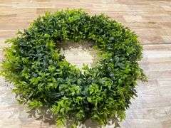 Petalyn Artificial Green Leaves Wreath for Front Door,24 inch Boxwood Wreath with Sash for Spring, Summer, Front Door, Farmhous,Window,Hanging Wall, A