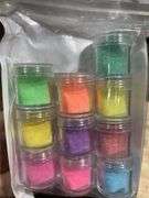 Lot of 67 packs of 10 color Bottle Shimmer Sugar Glitter Powder for Nails,Colorful Candy Coat Effect Iridescent Nail Dipping Powder Pigment, Fluoresce
