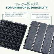 IDZO Plastic Interlocking Deck Tiles - 9PCS Waterproof Outdoor Flooring, All Weather Use Patio Tiles, Decking Stripe Pattern, 12 x 12 x 0.7 Inches, Da