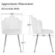 Vanity Chair for Makeup Room - Midcentury Modern Accent Chair for Living Room Bedroom, Velvet Chair with Back Support and Metal Legs (White)