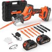 Cordless circular saw, 0-3200SPM battery saw, 2 x 2000 mAh, integrated LED light, tool-free saw blade replacement, 8 saw blades, sweeper saw, drinking
