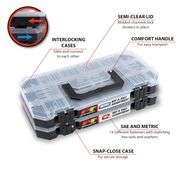 Performance Tool W5264 740pc Hardware Assortment Kit with SEA & Metric Nuts, Bolts & Washers, Stacking Interlocking Clear Lid Bins for Maximum Portabi