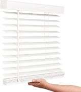 LOTUS & WINDOWARE Cordless Faux Wood Blinds, 34" Wide x 96" Long, Smooth, Snow White, 2 Inch Horizontal Blinds for Living Room, Bedroom, Interior Door