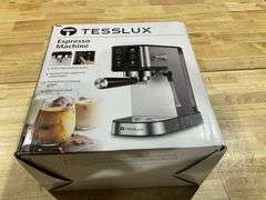tesslux 20 Bar Espresso Coffee Machine, Double Boiler Espresso Maker with Steam Wand Milk Frother, Compact Coffee Machine for Home, Touch Control, Cap