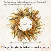 Hometrance Fall Harvest Grain Wreath for Front Door Outside, 22-24 Inch Indoor Outdoor Wreath for Thanksgiving, Farmhouse Autumn Wreath for Home Porch