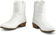 (9.5) mysoft Women's Fashion Western Cowboy Ankle Boots Short Cowgirl Low Heel Booties