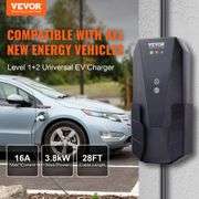 VEVOR Level 1+2 EV Charger 16 Amp 120/240V Electric Vehicle Charger with 28 ft. Charging Cable NEMA 6-20P & NEMA 5-15 Adapter