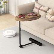 C Shaped End Table, Modern C Shaped Side Table for Sofa and Bedside, Wood C Table End Table Small Couch Side Tables That Slide Under, C Table for Bedr