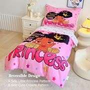 GRAT TIOC 4 Piece Toddler Bedding Set for Girls,Toddler Black Girl Magic Comforter Set,Black Princess Toddler Bed Comforter Set Includes Comforter, Fl