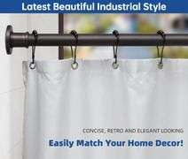 BRIOFOX Industrial Shower Curtain Rod - Never Rust Non-Slip 43-72 Inch Stainless Steel, Bronze, Painted-gold Finial 43-72 Inch Bronze Painted-gold Fin