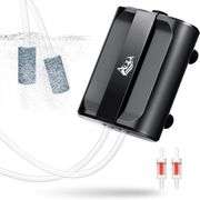 AQQA Aquarium Air Pump,3.5W 5W Dual Outlet Oxygen Pump with 2 Air Stone,Adjustable Air Valve Quiet Bubbler Pump,Up to 160 Gallon Fish Tank