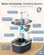 Cat Water Fountain Stainless Steel: 3.2L/108oz Pet Fountain Water Bowl Automatic Drinking Dispenser Cat Feeding & Watering Supplies, Ultra-Quiet Pump