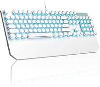 MageGee Typewriter Mechanical Gaming Keyboard, Retro Punk Round Keys LED Backlit USB Wired Keyboards for Game and Office, for Windows Laptop PC Mac -