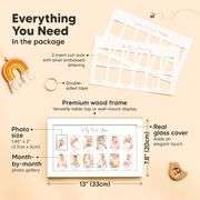 My First Year Photo Frame,12 Months Baby Picture Frame for Newborn Girl,Boy-Baby Shower Gifts Keepsakes,Monthly Baby's One Year Birthday Milestone,1st