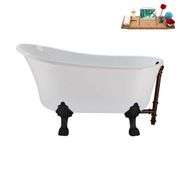 51 in. Acrylic Clawfoot Non-Whirlpool Bathtub in Glossy White with Oil Rubbed Bronze Drain and Matte Black Clawfeet