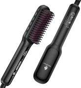 MiroPure Hair Straightener Brush with Plasma Technique, Ceramic Straightening Brush with 16 Temp Settings 30s Fast Heating, Hair Straightener Comb for