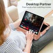 KDD Tablet Pillow Stand, Multi-Angle Viewing I-pad Holder for Lap, Bed and Desk, Foldable Soft Pad Dock with Stylus Mount Compatible with I-pad Pro 12