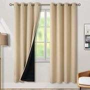 BGment Beige Blackout Curtains 84 Inch Long, Black Out Living Room Curtains 2 Panels Thermal Insulated Full Room Darkening Grommet Window Drapes for B