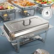 Chafing Dish Buffet Set - Stainless Steel Warming Pans With Lids, Foldable Legs, Keep Food Warm Or Cold