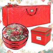 Falflor 4PCS Christmas Tree Storage Bag & Christmas Ornament Bag Sets Waterproof Xmas Ornament Storage Bag Red