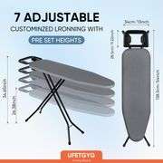 Classic Ironing Board 43" X 13" W/with Iron Rest | Full Metal Construction| Height Adjustable | Heat & Scorch Resistant Fabric | Anti-Skid Feet | Easy