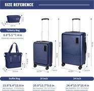 WireHot 3-Piece Carry-on Suitcase Front Open Hardshell Lightweight Luggage Sets with Spinner Wheels and TSA Lock for Carry On Travel, Luggage+Toiletry