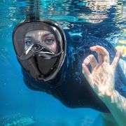 Full Face Snorkel Mask, Snorkeling Gear for Adults Kids with Latest Dry Top Breathing System and Detachable Camera Mount, with 180 Degree Panoramic Vi