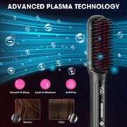 MiroPure Hair Straightener Brush with Plasma Technique, Ceramic Straightening Brush with 16 Temp Settings 30s Fast Heating, Hair Straightener Comb for