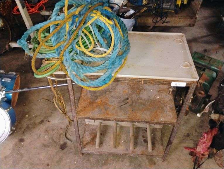 Metal shelf and contents
