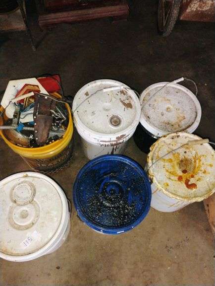 Buckets of paint etc