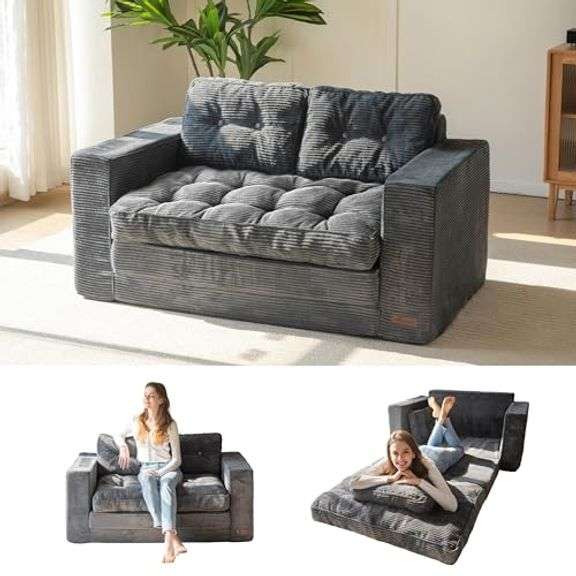 MAXYOYO Convertible Sofa Bed, Pull Out Loveseat Sleeper Sofa, 2 in 1 Folding Couch Bed, Fold Out Floor Couch with Pillows for Living Room Bedroom Loun