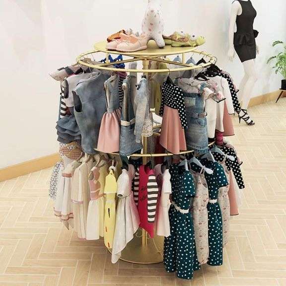 Round Clothing Rack, Gold Clothes Racks for Hanging Clothes, Double ...