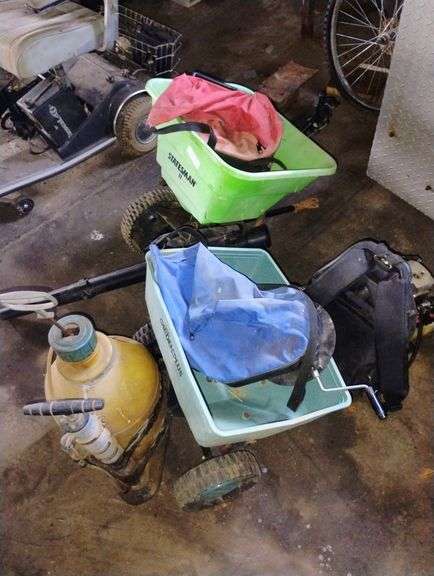 Lot of yard maintenance tools