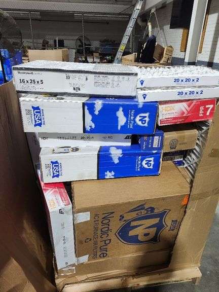 Pallet of 2-6 inch thick air filters and more