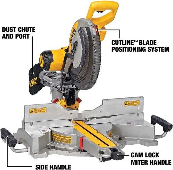 DEWALT Miter Saw, 12 Inch, 15 Amp, 3,800 RPM, Double Bevel Capacity, With Sliding Compound, Corded