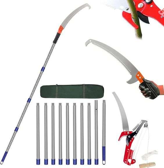Nicecho Telescopic Pole Saw – 36" To 120" Adjustable, 3-Sided Blade – Tree Trimming Pruner