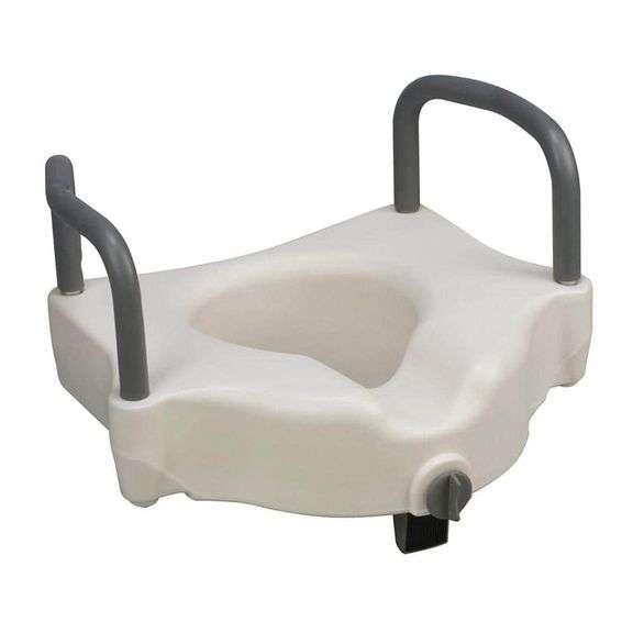 Hi Riser Hi-Riser Locking Raised Round Open Front Toilet Seat in White with Arms ...