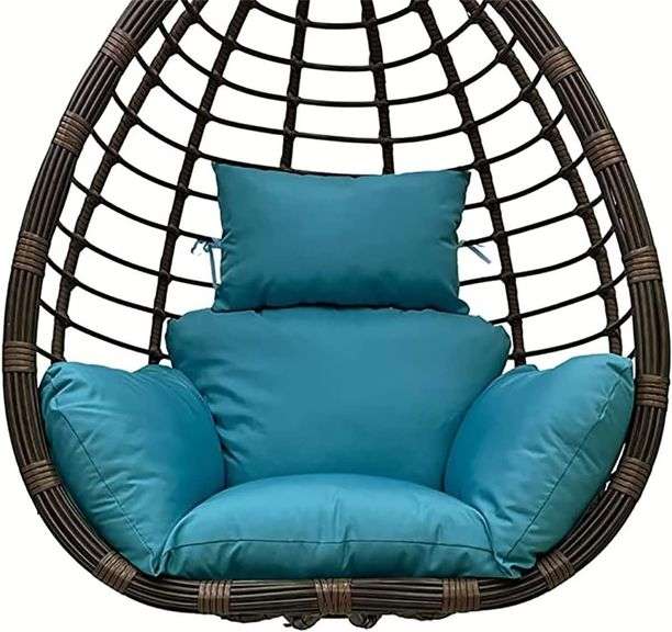Yefound Teal Hanging Egg Chair Cushion, Waterproof Garden Hanging Basket Chair Seat Swing Egg Chair Cushion, Thicken Hanging Basket Chair Cushions wit