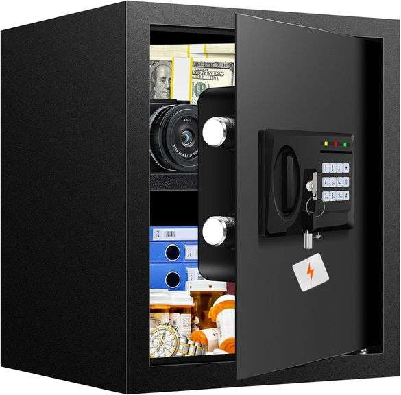 2.3 Cuft Fire proof Safes for HOME USE, Digital Security Safe Box with Programmable Keypad and Spare Keys, Safety Box for Home Office Business, Docume