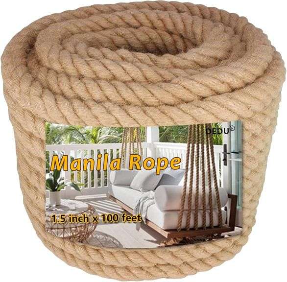 1.5" X 100' Treated Manila Rope Boat Docks Tree Farm Dock Deck
