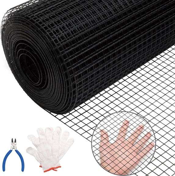 Black Hardware Cloth 16GA 1 inch 24inch(H) x 100ft(L), 16Gauge Wire Mesh Roll for Chicken Wire Fencing Metal Garden Fence Powder Coated Galvanized Wel