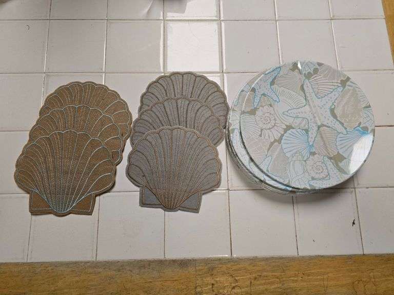 Temptations Starfish Set of 6 Dessert Plates and 6 Silverware Holders