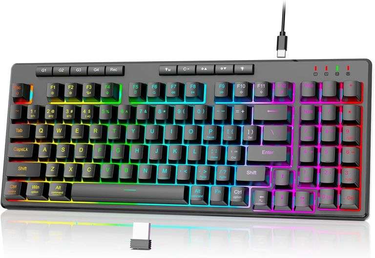 Redragon K517 Pro Wireless Gaming Keyboard, RGB Backlit, Tri-Mode BT/2 ...
