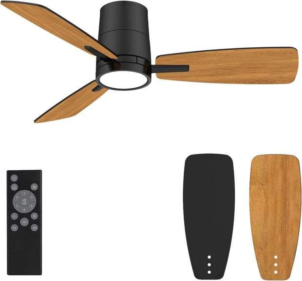 Atolit Ceiling Fans with Lights,42 inch,Quiet Reversible Motor,Easy to Install,6 Speeds,3CCT,Timer, Black Modern Ceiling Fan for Living Room, Bedroom,