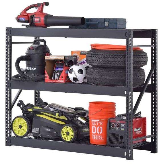 3-Tier Industrial Duty Steel Freestanding Garage Storage Shelving Unit in Black (65 in. W x 54 in. H x 24 in. D)