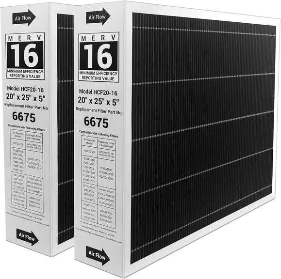 20x25x5 MERV 16 Furnace Filter Compatible with Lennox 6675 Healthy Climate Carbon Merv 16 Home Furnace Filter for HVAC System(Actual Size: 19.8 x 24.8